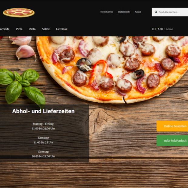 Onlineshop für Pizzalieferdienst